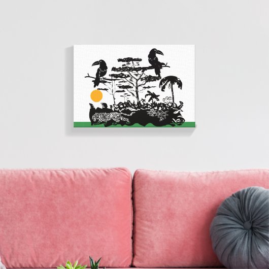 Toile Exotic Toucan and Jungle Scene Canvas Print (Insitu(Salon))