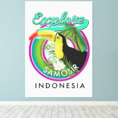 Toile explorer Samosir indonésie logo de voyage (Insitu (Plancher de Bois))