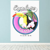 Toile Explorer Tampa Floride logo rétro (Insitu (Plancher de Bois))