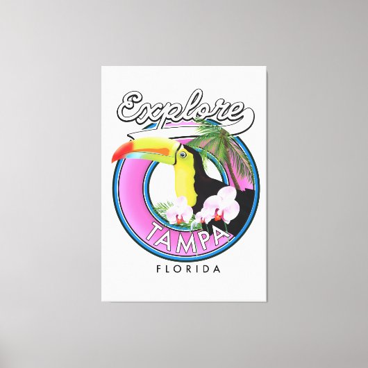 Toile Explorer Tampa Floride logo rétro (Recto)