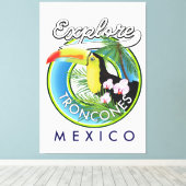 Toile Explorer Troncones Mexique logo rétro (Insitu (Plancher de Bois))