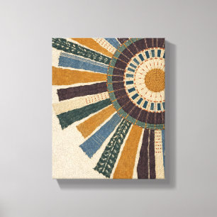 Toile Explosion de soleil ocre en couleur cousue - Abstr