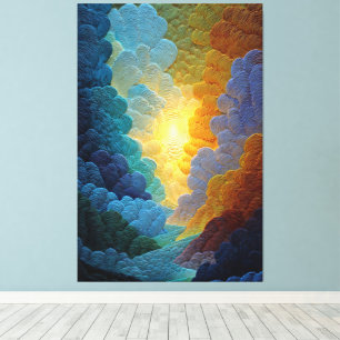 Toile Explosion de soleil radieuse avec des nuages tourb
