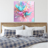Toile Explosion Peinture Abstraite rose Turquoise Lilac (Insitu(Chambre))