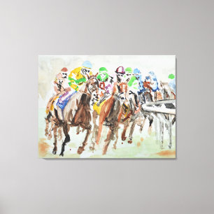 Toile Expressionisme de virage de course de chevaux