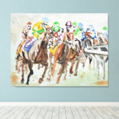 Toile Expressionisme de virage de course de chevaux (Insitu (Plancher de Bois))