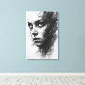 Toile Expressionist Charcoal Portrait Canvas (Insitu (Plancher de Bois))