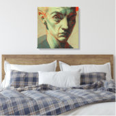 Toile Expressionist Portrait with Red Scribble Overlay (Insitu(Chambre))