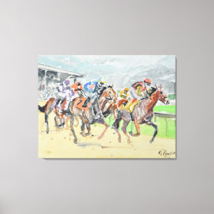Toile Expressionniste de la Fin de Course de Pur-sang