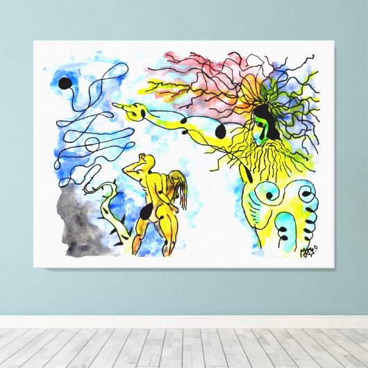 Toile EXPULSION FROM PARADISE -Ink and watercolor (Insitu (Plancher de Bois))