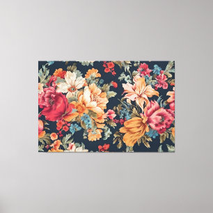 Toile Extraordinaire Fleurs rouges roses et bleues jaune