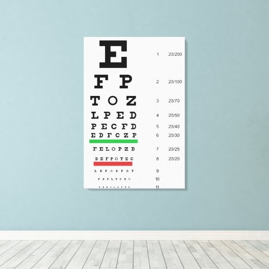 Toile Eye Vision Snellen Chart Ophthalmology (Insitu (Plancher de Bois))