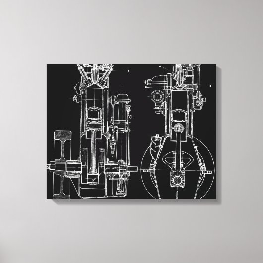 TOILE FAB DESSIN MÉCANIQUE BLUEPRINT NOIR BLANC (Recto)
