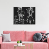 TOILE FAB DESSIN MÉCANIQUE BLUEPRINT NOIR BLANC (Insitu(Salon))