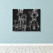 TOILE FAB DESSIN MÉCANIQUE BLUEPRINT NOIR BLANC (Insitu (Plancher de Bois))
