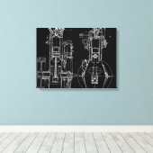 TOILE FAB DESSIN MÉCANIQUE BLUEPRINT NOIR BLANC (Insitu (Plancher de Bois))