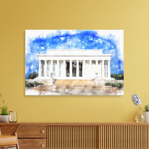Toile façade du Lincoln Memorial à l'aquarelle