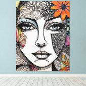 Toile Face Abstraite des femmes médiatiques mixtes (Insitu (Plancher de Bois))