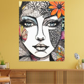 Toile Face Abstraite des femmes médiatiques mixtes (Insitu(Salon))