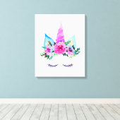 Toile Face de licorne magique mignonne (Insitu (Plancher de Bois))