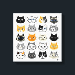 Toile Faces de chat | Chats mignons, amusants et ennuyeu<br><div class="desc">Vingt dessins de chat,  y compris des chattes domestiques aux cheveux longs et aux cheveux courts. Siamese,  chats noirs,  chat moustache,  calico,  chats rayés gris et blancs et tabby. Un art félin amusant qui fait un grand cadeau pour les gens de chat. Illustration originale et humoristique ©Jenn Inashvili.</div>