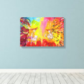 Toile FAIRIES DU JOUR, jaune rouge bleu rose violet (Insitu (Plancher de Bois))