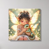 Toile Fairy and Dragon | Chibi Anime Fairy Tale (Recto)