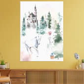 Toile Fairytale Princess et Unicorn près du Château (Insitu(Salon))