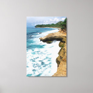 Toile Falaise de bord de mer à vague mousse paysage phot