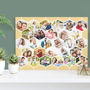 Toile Famille 28 Photo Collage Honeycomb Mosaic