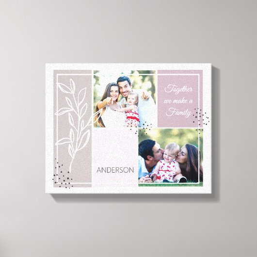 Toile FAMILLE 2 Photo Collage Script Citation moderne (Recto)