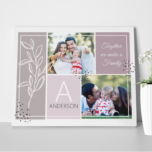 Toile FAMILLE 2 Photo Collage Script Citation moderne