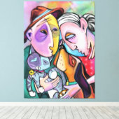 Toile Famille Close Knit - Style Art - Peinture original (Insitu (Plancher de Bois))