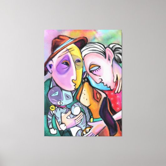 Toile Famille Close Knit - Style Art - Peinture original (Recto)