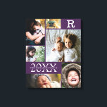 Toile Famille de blocs de couleur violet moderne 6 Photo<br><div class="desc">Moderne violet couleur bloc Famille 6 Photo Collage - avec nom de famille personnalisé, année, et lettre initiale, le tout arrangé dans une élégante grille. Ce design moderne et élégant présente 6 de vos propres photos magnifiquement. Disponible dans plusieurs coloris pour correspondre à n'importe quel décor de chambre. Fait un...</div>