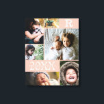 Toile Famille de blocs de couleurs Blush 6 Photo Collage<br><div class="desc">Moderne Blush Pink Color Block Famille 6 Photo Collage - avec nom de famille personnalisé, année, et lettre initiale, le tout arrangé dans une élégante grille. Ce design moderne et élégant présente 6 de vos propres photos magnifiquement. Disponible dans plusieurs coloris pour correspondre à n'importe quel décor de chambre. Fait...</div>