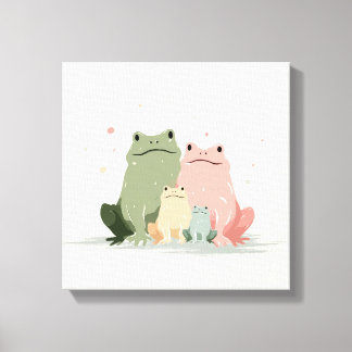 Toile Famille de Grenouilles – Jolie Illustration Fantai
