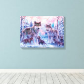 Toile Famille De Loups Peinture (Insitu (Plancher de Bois))