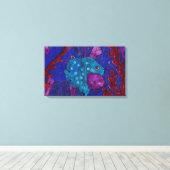 Toile Famille de poissons, Sous-marin, Bleu & Violet (Insitu (Plancher de Bois))