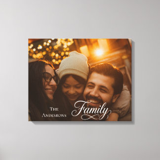 Toile Famille de script moderne Nom de photo personnalis