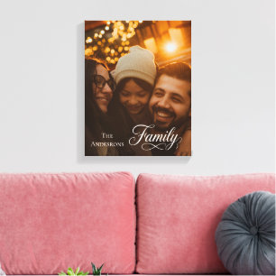 Toile Famille de script moderne Nom de photo personnalis