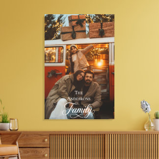 Toile Famille de script moderne Nom de photo personnalis