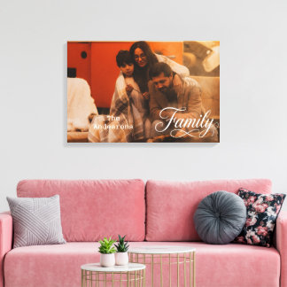 Toile Famille de script moderne Nom de photo personnalis