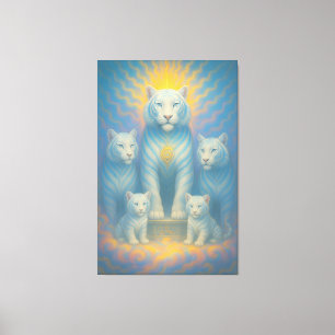 Toile Famille de Tigre Blanc Céleste Radieux ManJiangH