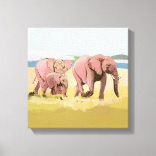 Toile Famille D'Éléphants Dans La Nature