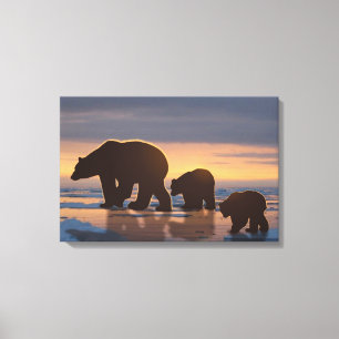 Toile Famille d'ours polaires