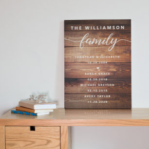 Toile Famille personnalisable Dates importantes Mémorabl