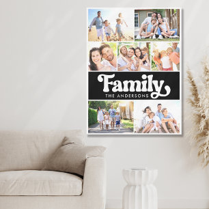 Toile Famille Retro Typographie Photo Collage