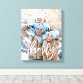 Toile Famille | Typographie blanche moderne avec votre p (Insitu (Plancher de Bois))