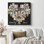 Toile Family Love Heart Formé 36 Photo Collage<br><div class="desc">Créez votre propre toile personnalisée avec 36 de vos photos préférées et votre (vos) nom(s) de famille. Le modèle photo est mis en place pour créer un collage photo en forme de coeur d'amour, affichant vos photos dans un mélange de formats portrait, paysage et instragram carré. Le design a un...</div>